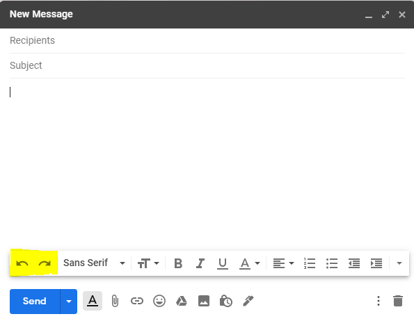 screenshot of Gmail's undo and redo icons